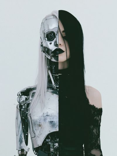 Cybernetic Woman Portrait Print. poster