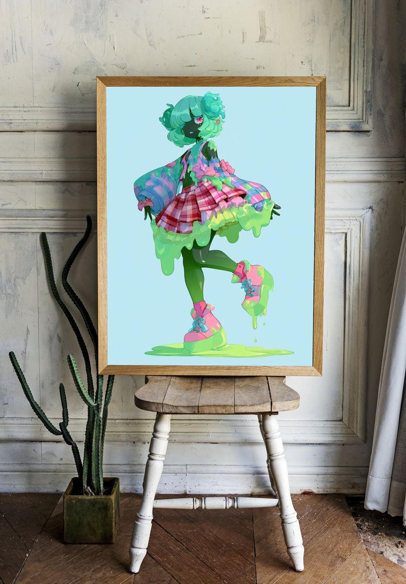 Astronaut Chimpanzee Illustration Poster. room preview
