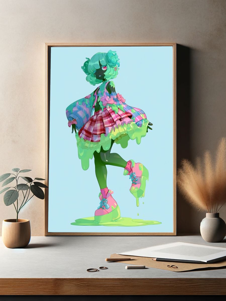 Astronaut Chimpanzee Illustration Poster. — room view 2