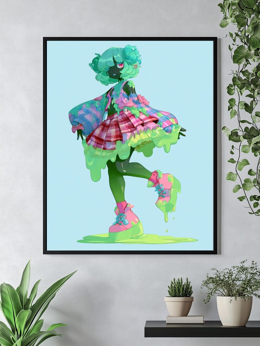 Astronaut Chimpanzee Illustration Poster. — room view 4