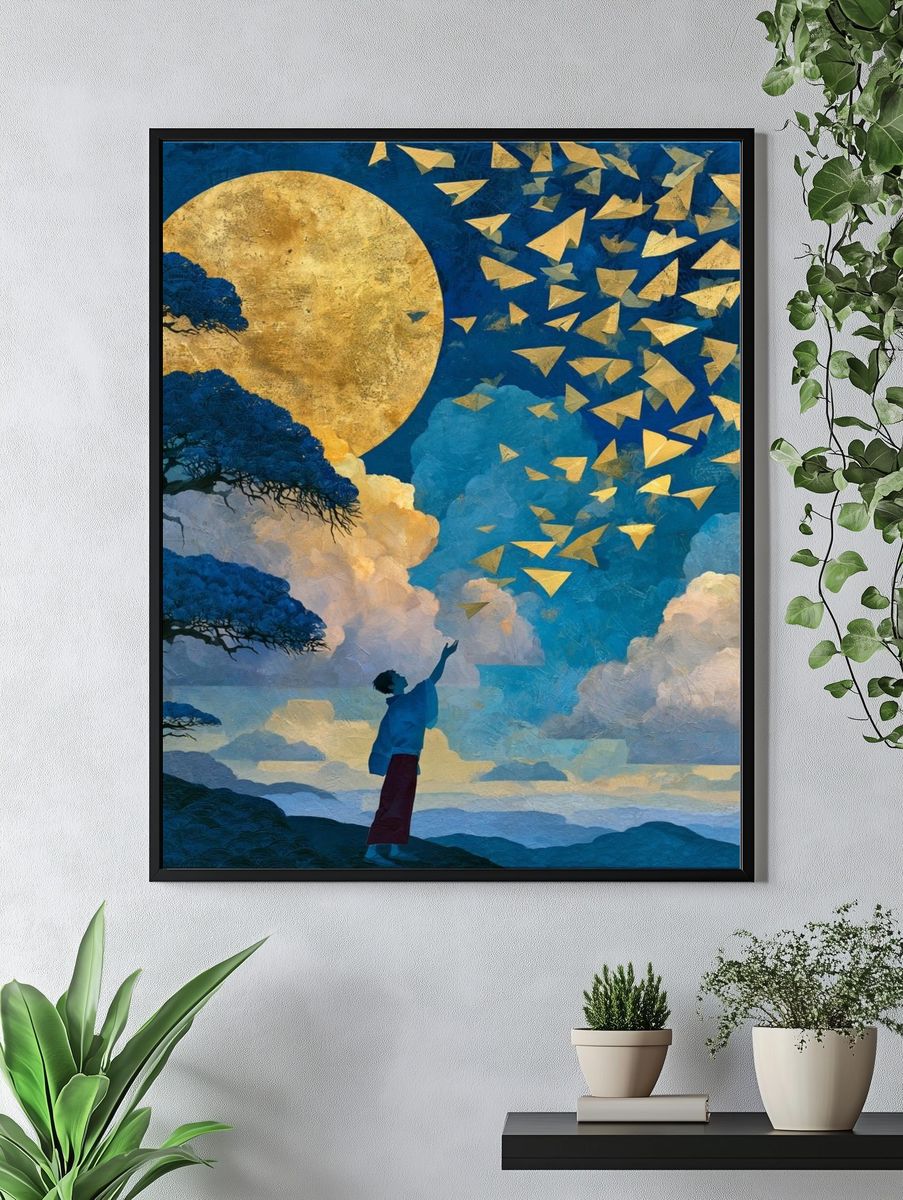 Moonlit Dreamscape Illustration Poster. — room view 4