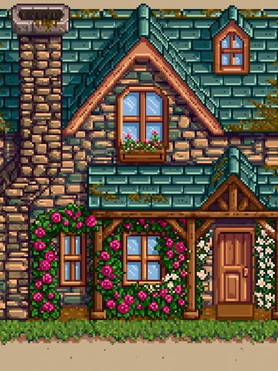 Cottage House Pixel Art Poster. poster