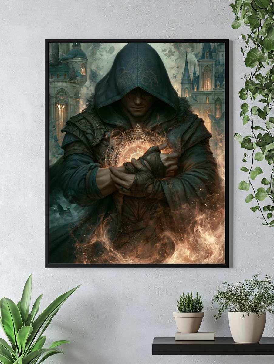 Hooded Mage Fantasy Poster. — room view 4