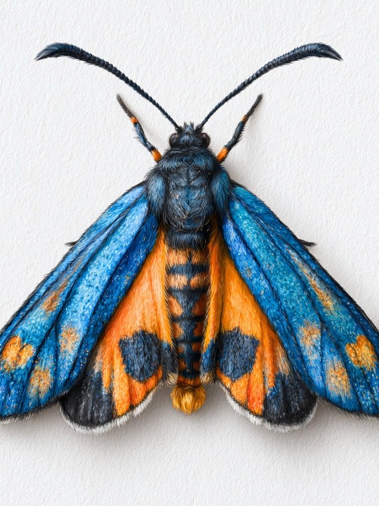 Blue Moth Illustration Poster. poster detail