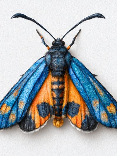 Blue Moth Illustration Poster. poster