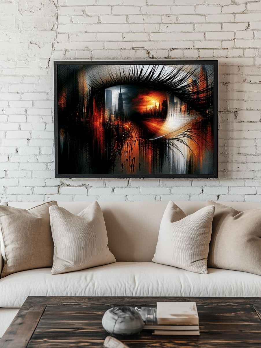 Surreal City Eye Illustration Poster. room preview