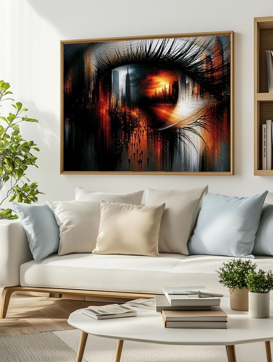Surreal City Eye Illustration Poster. — room view 2