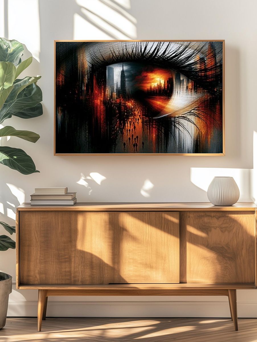 Surreal City Eye Illustration Poster. — room view 3