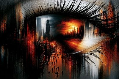 Surreal City Eye Illustration Poster. poster