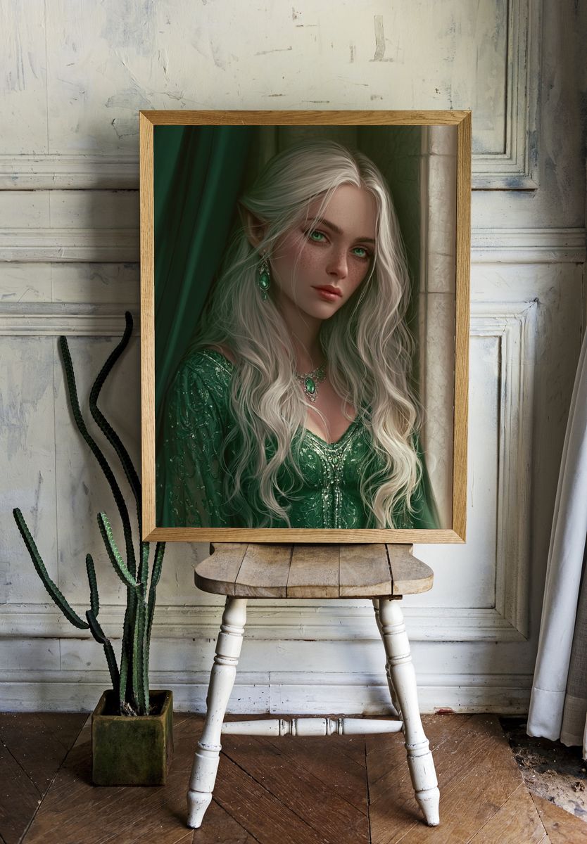 Elven Portrait Illustration Poster. — room view 1