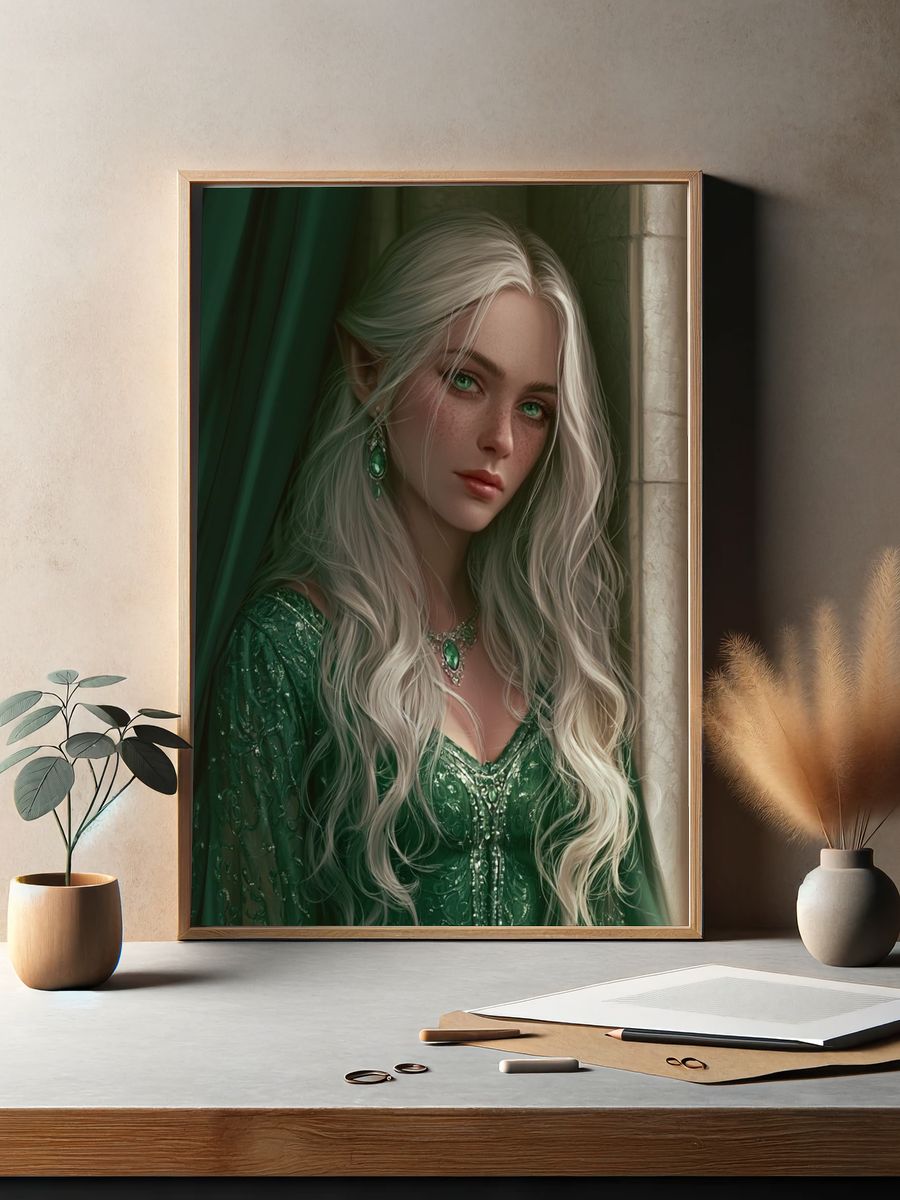 Elven Portrait Illustration Poster. — room view 2