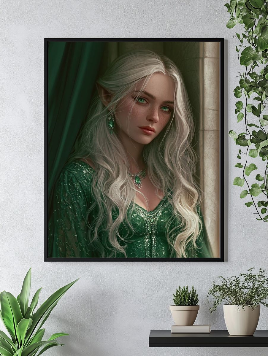 Elven Portrait Illustration Poster. — room view 4