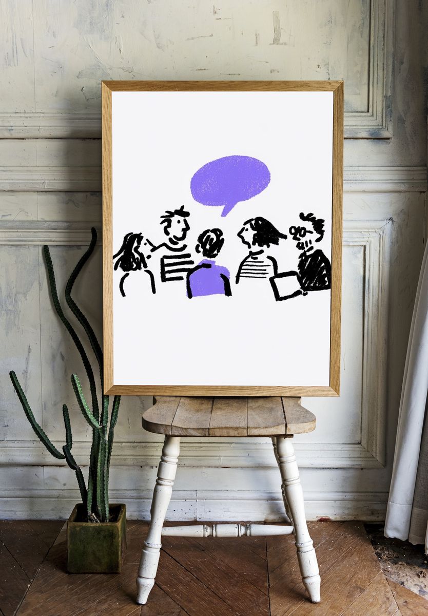 Conversation Sketch Illustration Poster. — room view 1