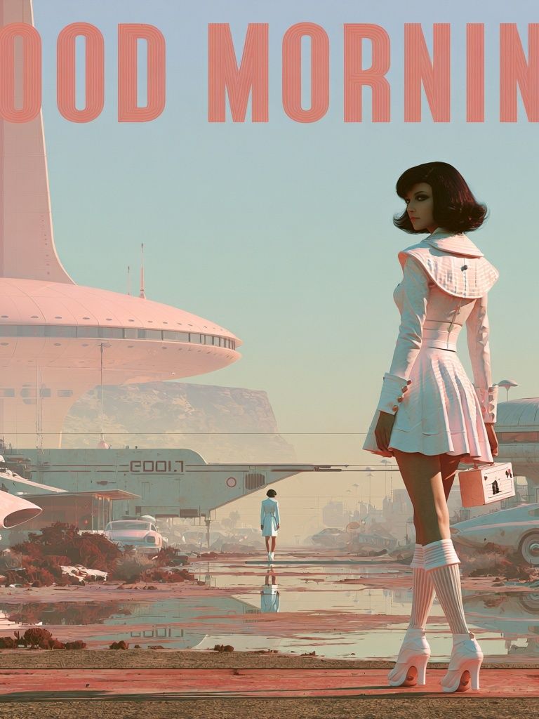 Good Morning Retro Sci-Fi Poster. poster — illustration art