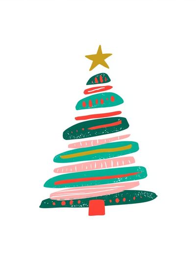 Abstract Christmas Tree Typography Print. poster