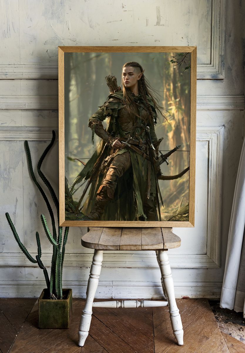 Forest Archer Fantasy Illustration Poster. — room view 1