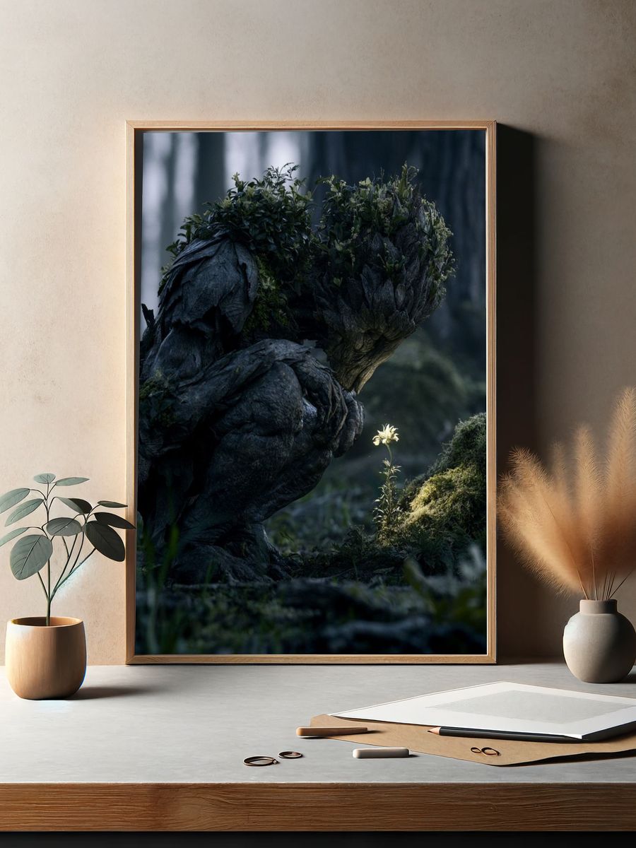 Forest Golem Digital Art Print. — room view 2
