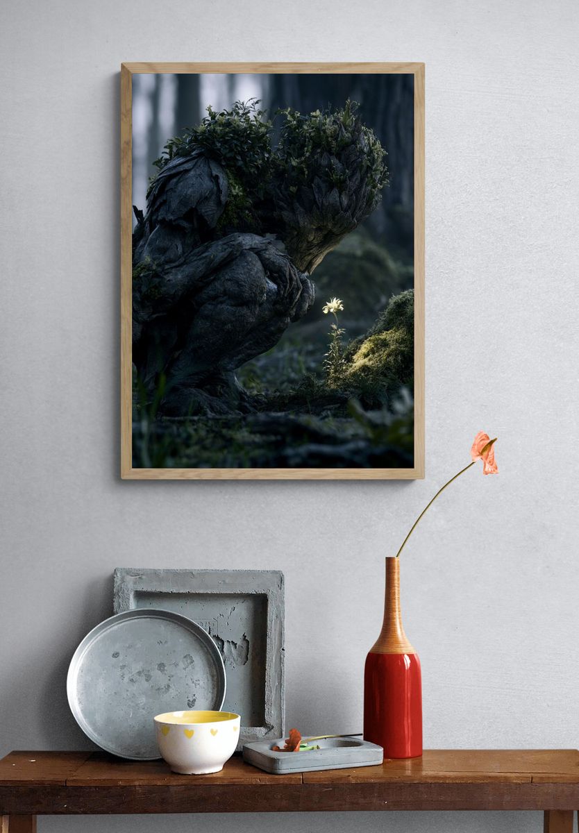 Forest Golem Digital Art Print. — room view 3