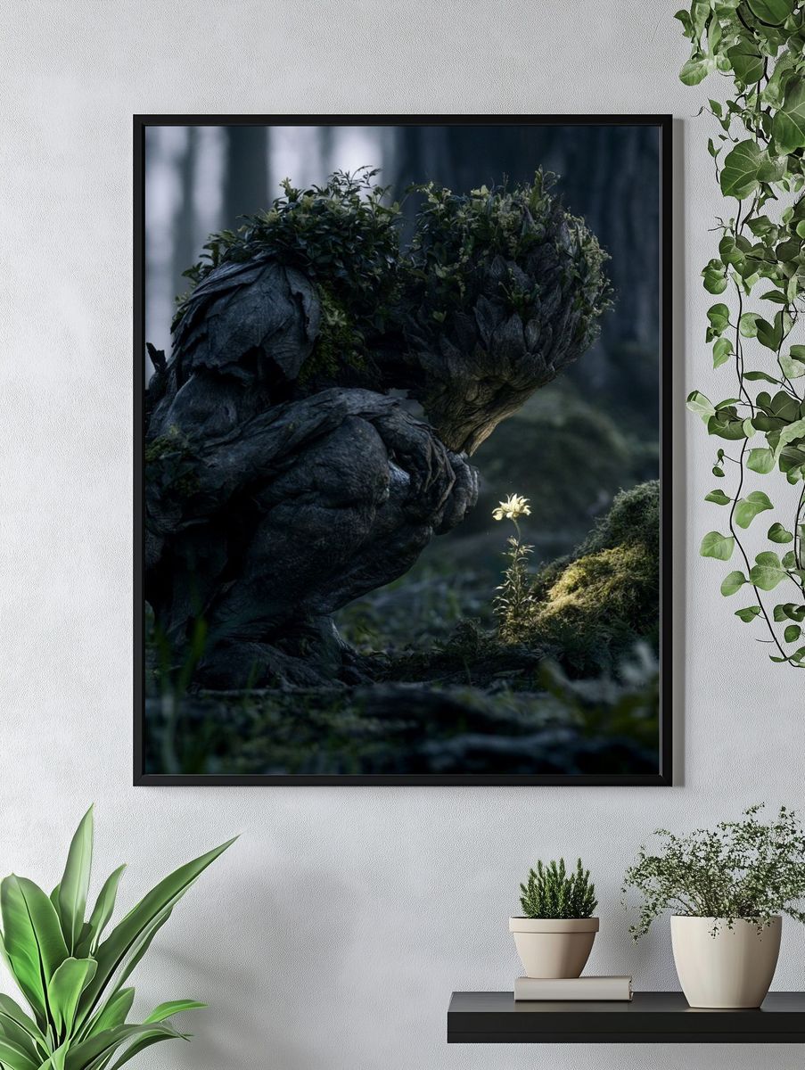 Forest Golem Digital Art Print. — room view 4