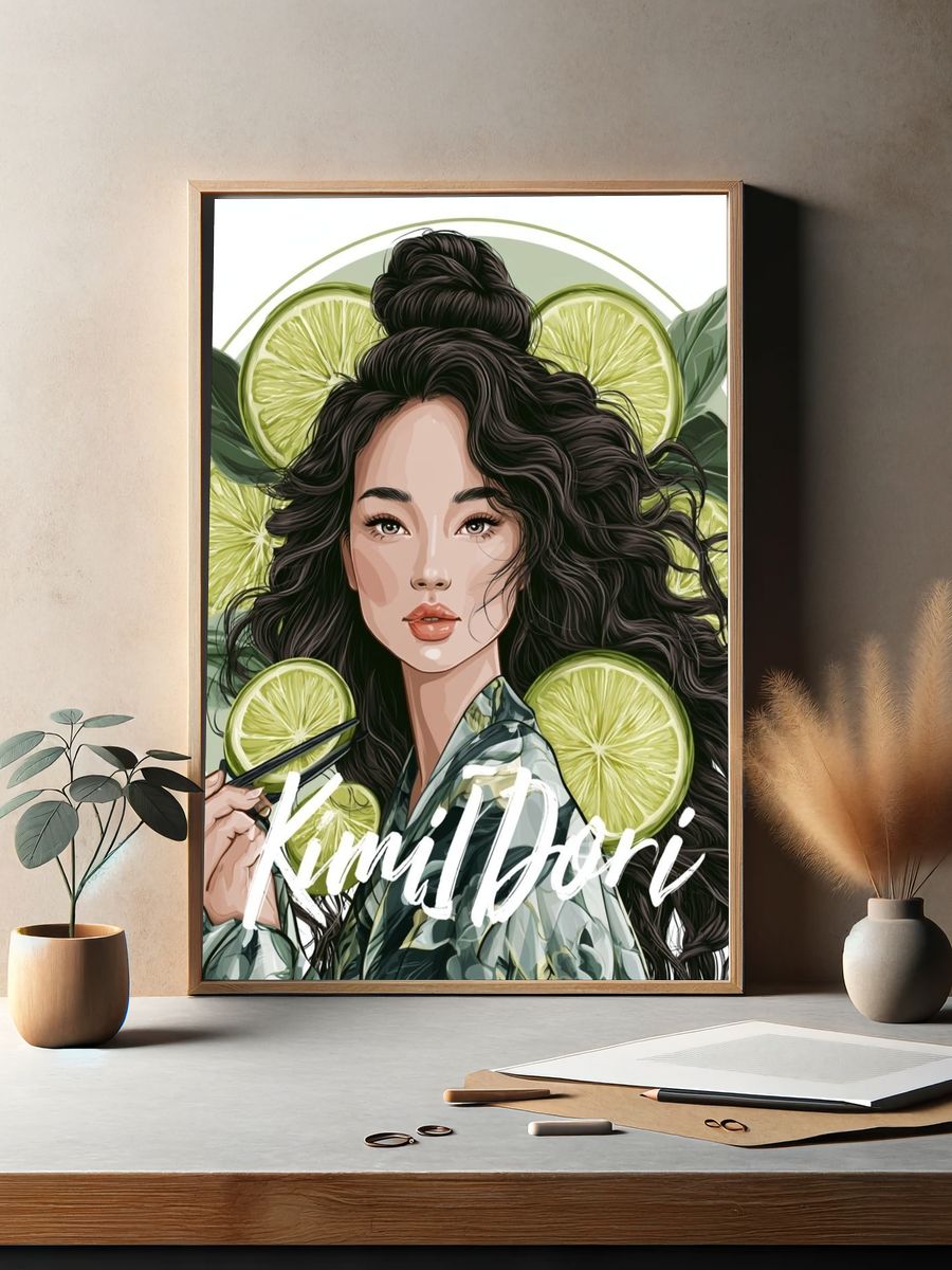 Lime Portrait Illustration Poster. — room view 2