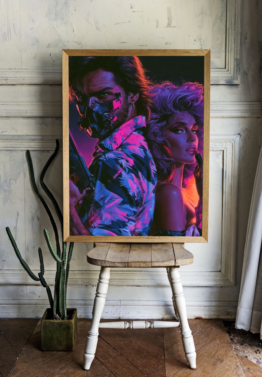 Neon Cyberpunk Duo Poster. room preview