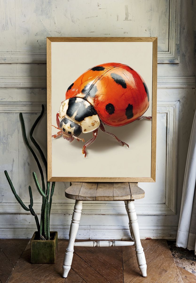 Ladybug Macro Illustration Poster. — room view 1