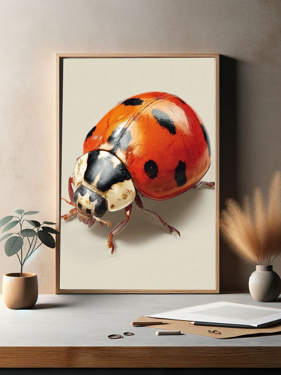 Ladybug Macro Illustration Poster. — room view 2