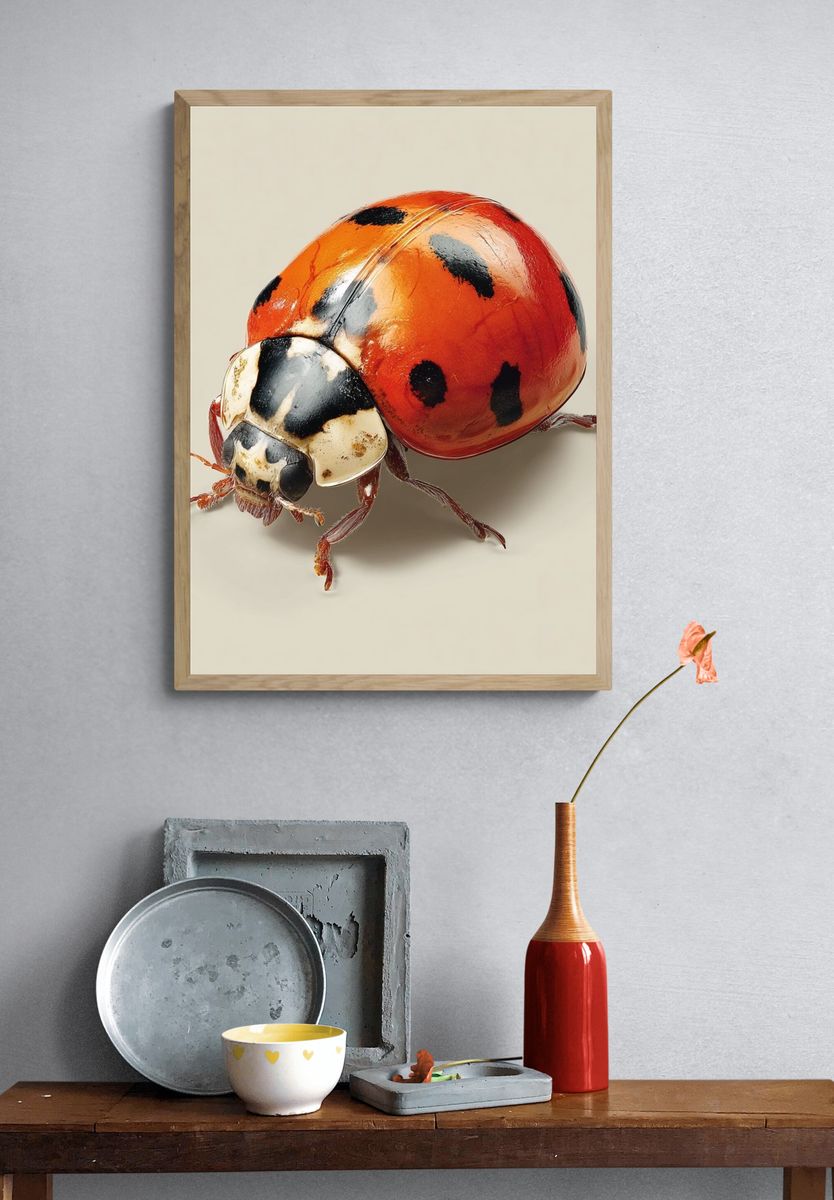 Ladybug Macro Illustration Poster. — room view 3