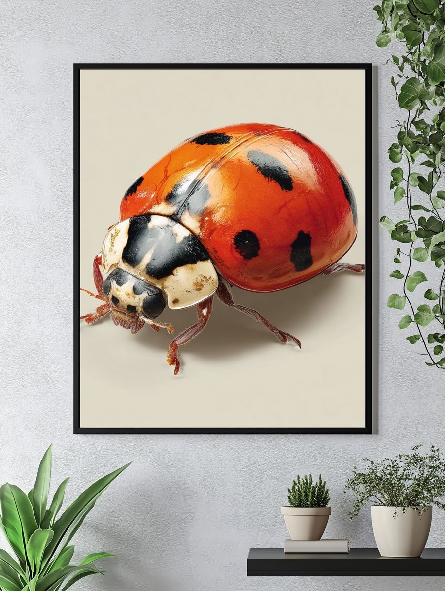 Ladybug Macro Illustration Poster. — room view 4