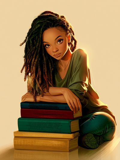 Bookish Portrait Illustration Poster.
