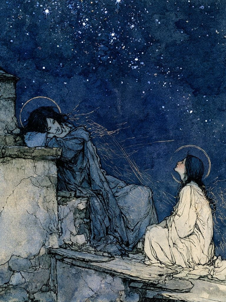 Moonlit Figures — Illustration Print. poster detail