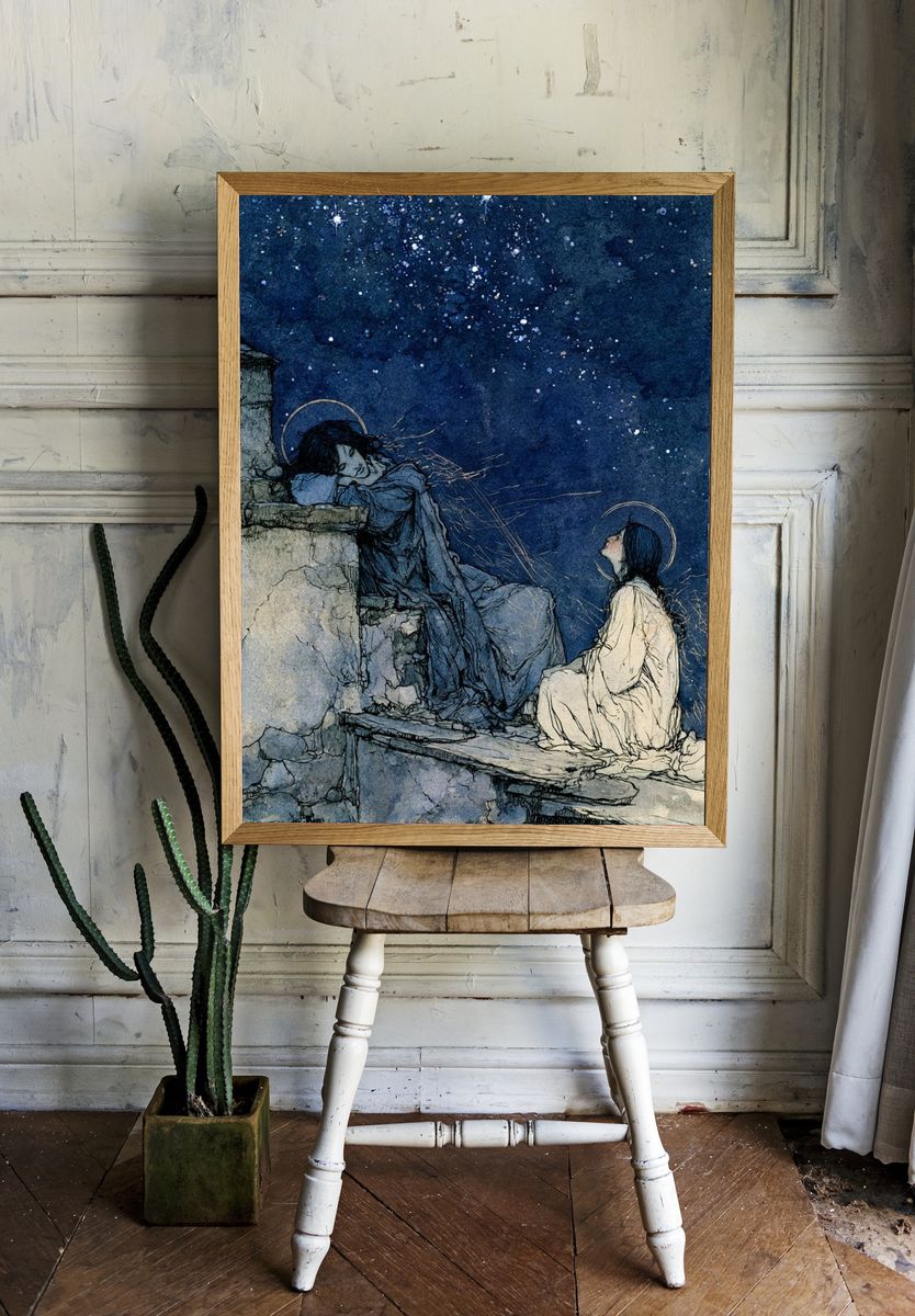 Moonlit Figures — Illustration Print. — room view 1
