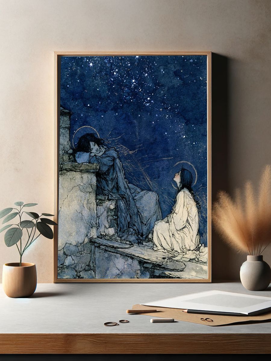 Moonlit Figures — Illustration Print. — room view 2