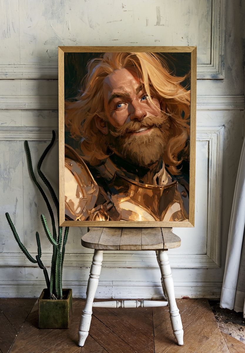Golden Knight Portrait Print. room preview