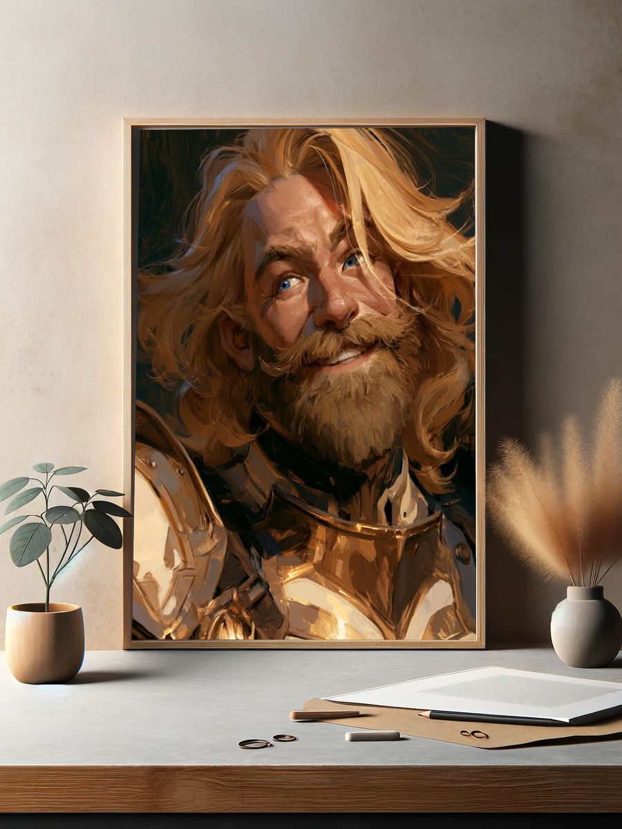 Golden Knight Portrait Print. — room view 2