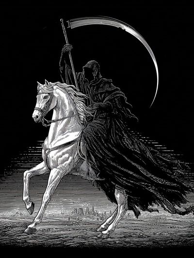 Grim Reaper Horse Illustration Poster. poster