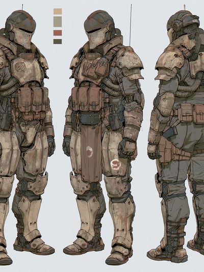 Armored Sci-Fi Soldier Illustration Poster.