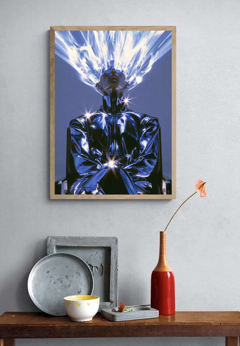 Chrome Futurist Figure Poster. — room view 3
