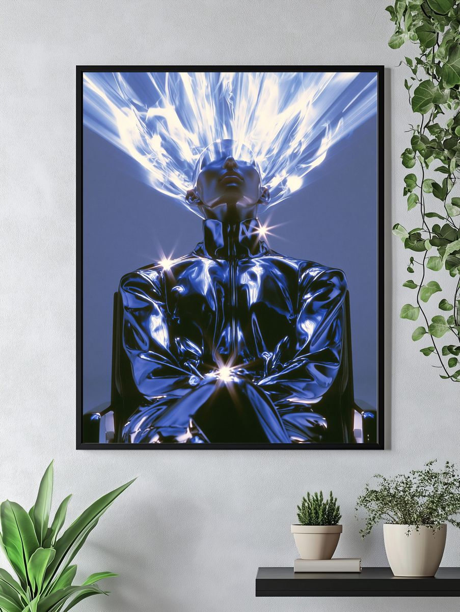 Chrome Futurist Figure Poster. — room view 4