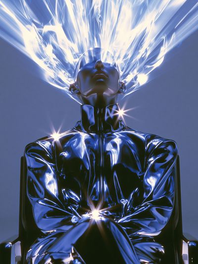 Chrome Futurist Figure Poster.