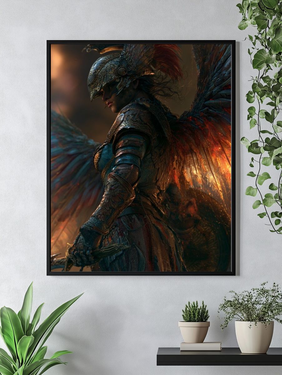 Armored Winged Warrior Fantasy Print. — room view 4