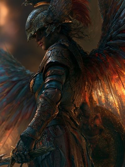 Armored Winged Warrior Fantasy Print.