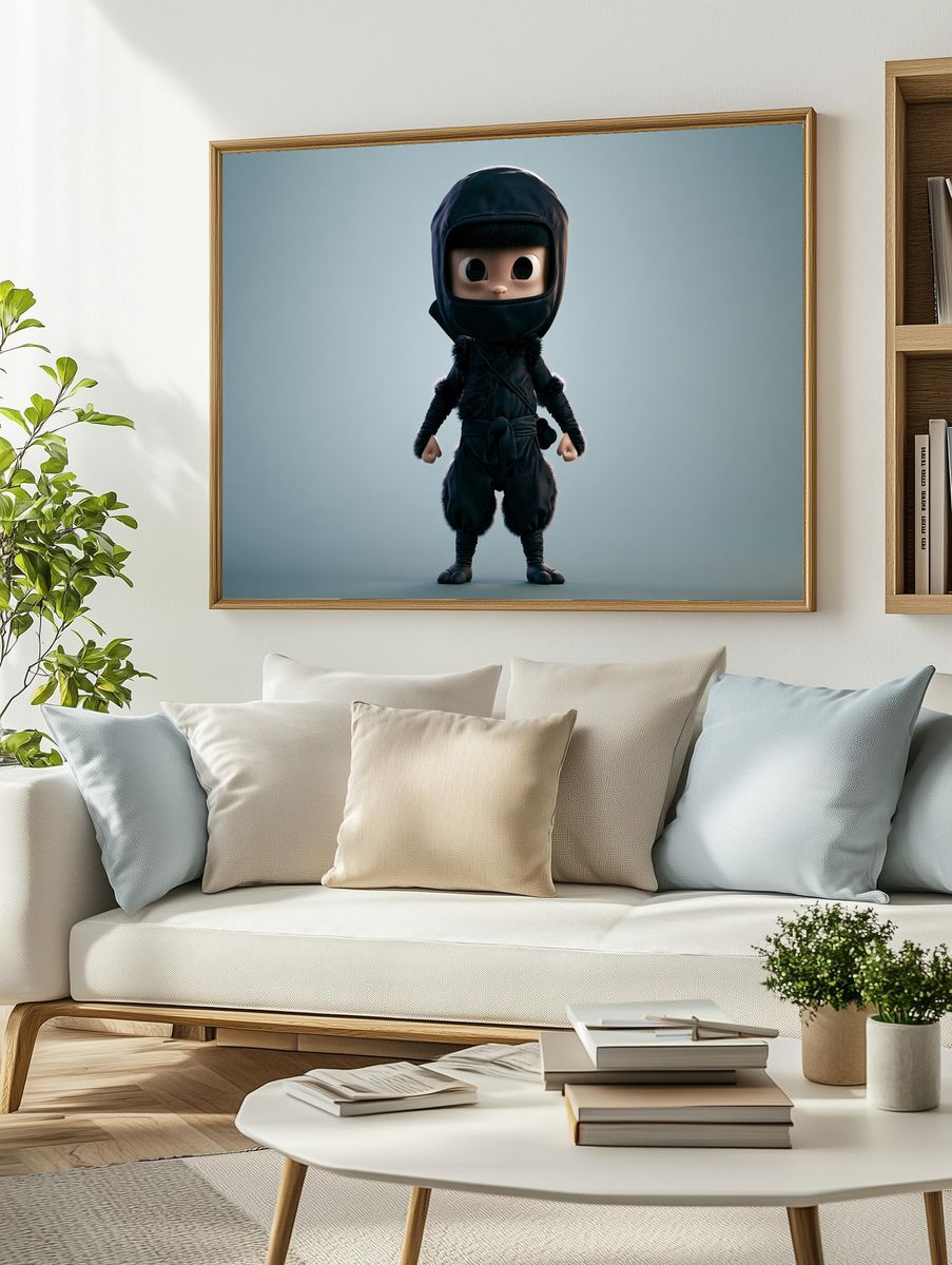 Cute Ninja Character Illustration Poster. — room view 2