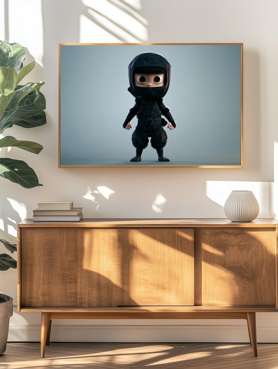 Cute Ninja Character Illustration Poster. — room view 3