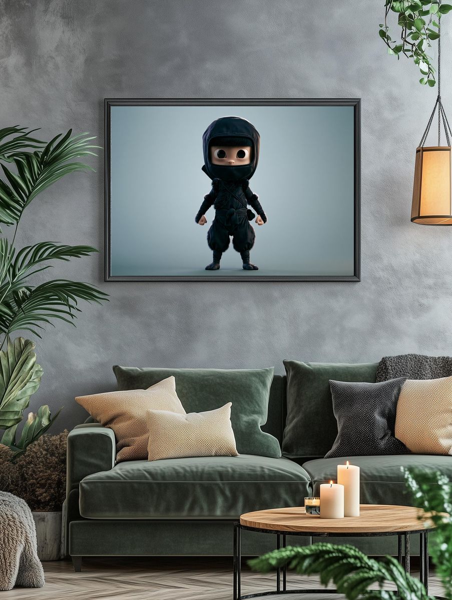 Cute Ninja Character Illustration Poster. — room view 4