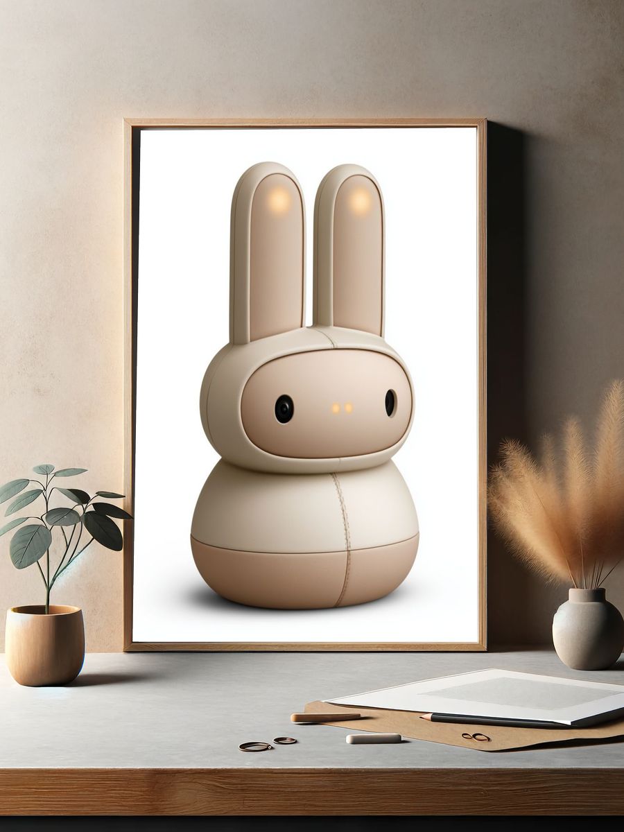 Cute Bunny Robot Illustration Poster. — room view 2