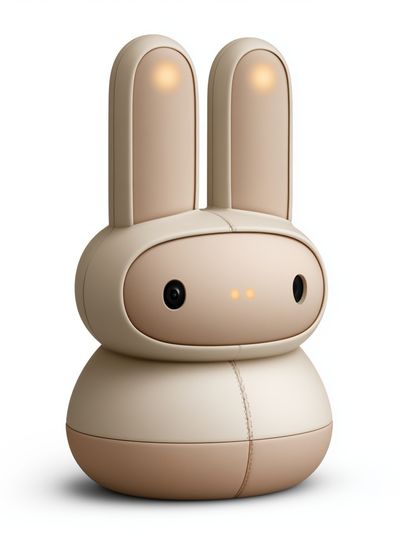 Cute Bunny Robot Illustration Poster.