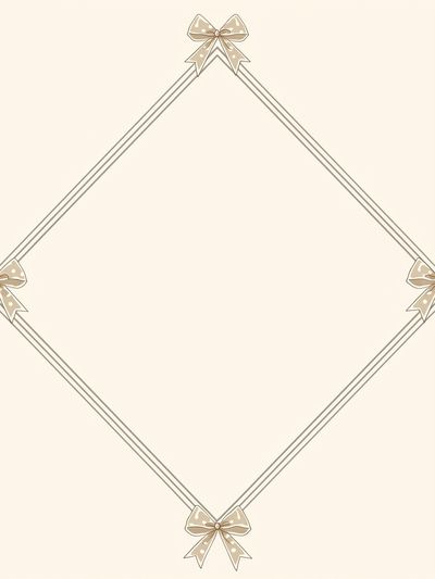 Beige Bow Frame Minimalist Print.