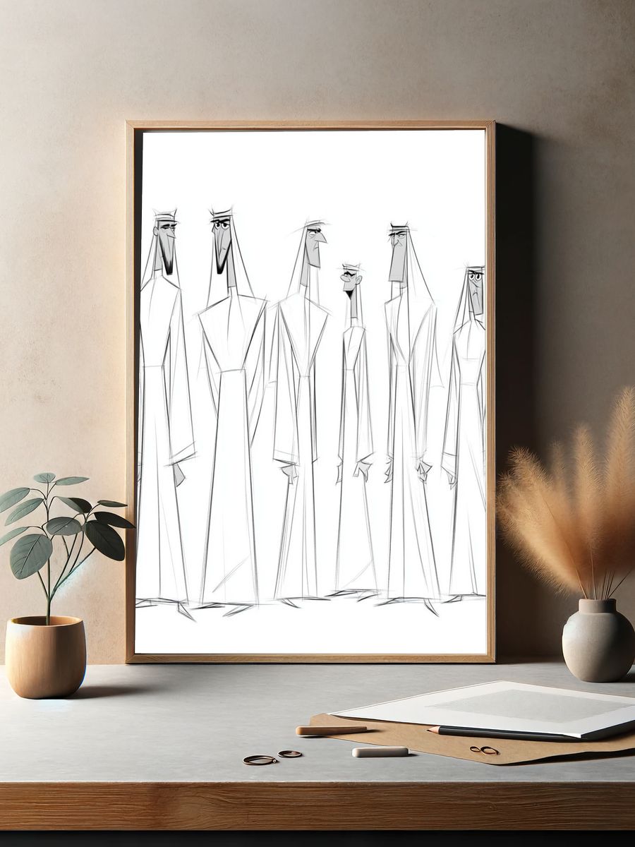 Arabian Men Sketch Illustration Poster. — room view 2