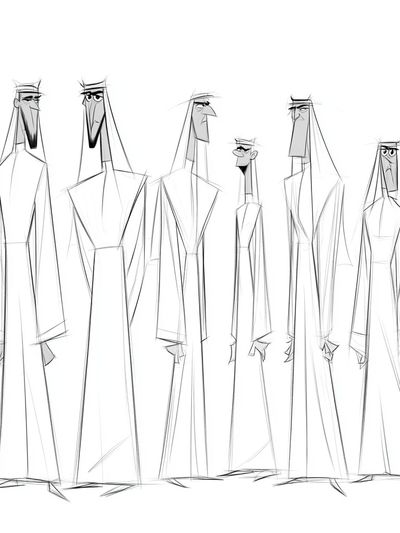 Arabian Men Sketch Illustration Poster.